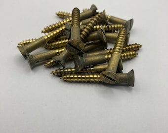 10 X 1 1/2 Brass Screws with Patina (24) Slotted Flat Head Wood Screws
