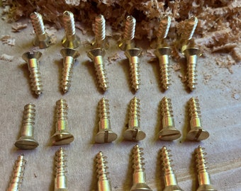 9 X 3/4 Brass Screws (24) Slotted Flat Head Wood Screws