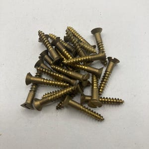 5 X 3/4 Vintage American Brass Screws (24) Slotted Flat Head Wood Screws