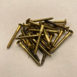 3 X 1 Vintage All State Brass Screws (24) Slotted Flat Head Wood Screws