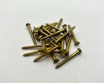 TITLE: 5 X 1 1/4 Vintage Southern Brass Screws (24) Slotted Flat Head Wood Screws