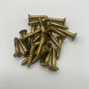 7 X 3/4 Vintage Continental Brass Screws (12) Slotted Flat Head Wood Screws