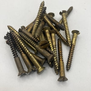 8 X 1 1/2 Vintage Majestic Brass Screw Mix (24) Slotted Flat Head Wood Screws