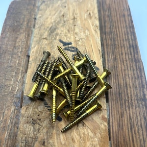 6 X 1 1/4 Vintage So-Hard Screw Brass Screws (24) Slotted Flat Head Wood Screws