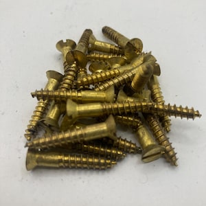 8 X 1 NOS Brass Screws (24) Slotted Flat Head Wood Screws