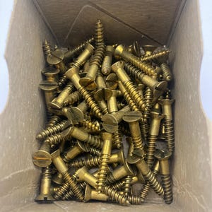 8 X 1 Vintage National Screw Brass Screws (24) Slotted Flat Head Wood Screws