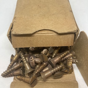 10 X 7/8 Riteloc Brass Screws w Patina (24) Slotted Flat Head Wood Screws