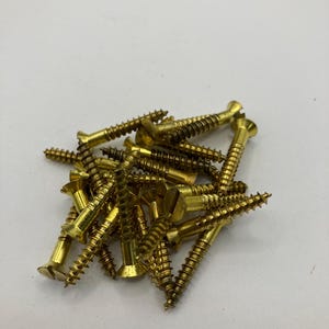 7 X 1 Vintage Continental Brass Screws (24) Slotted Flat Head Wood Screws