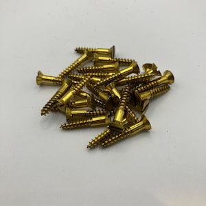7 X 7/8 Vintage Continental Brass Screws (24) Slotted Flat Head Wood Screws