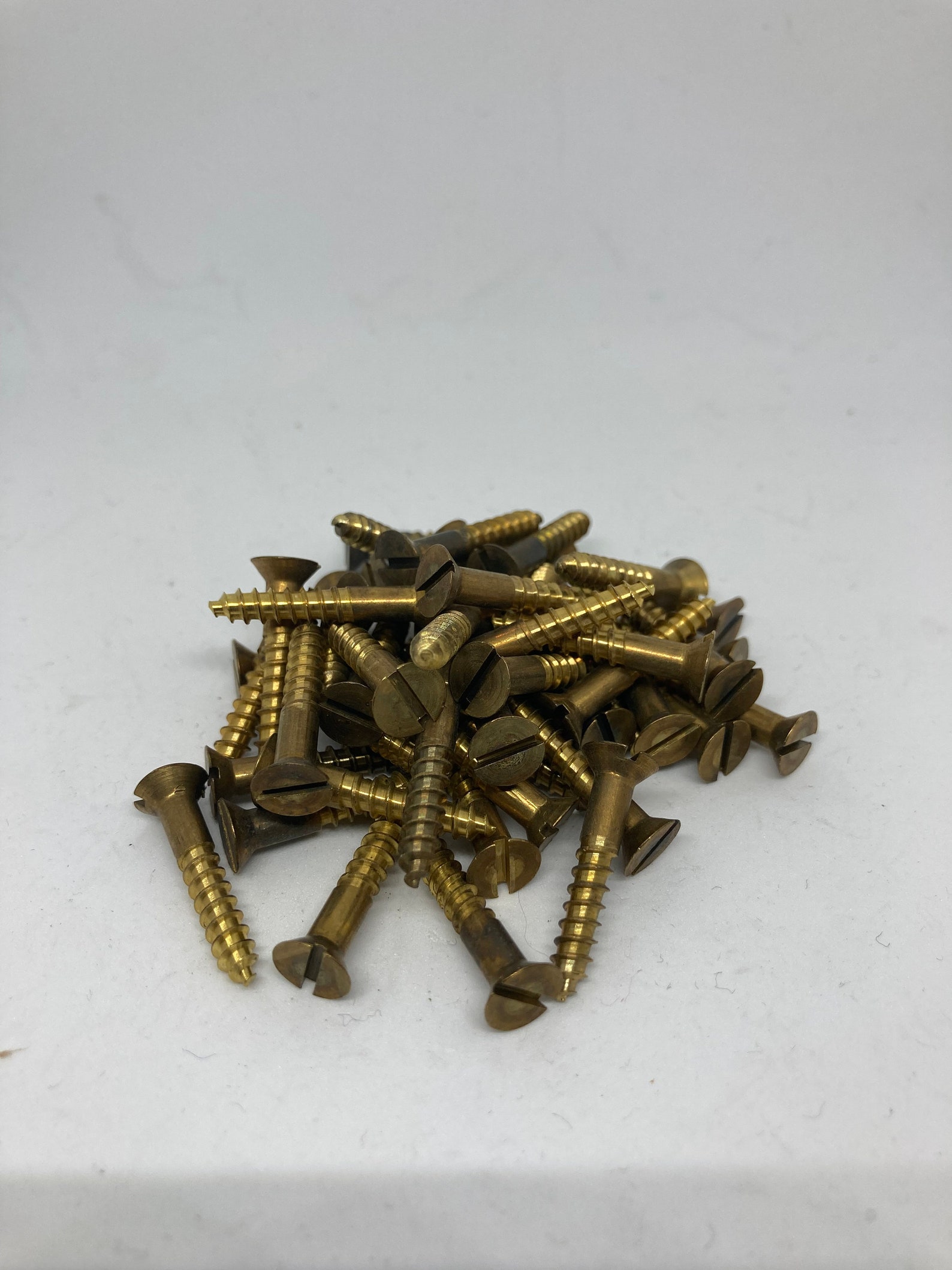 8x1 Vintage Brass Screws 48 Slotted Flat Head Wood Screws Etsy