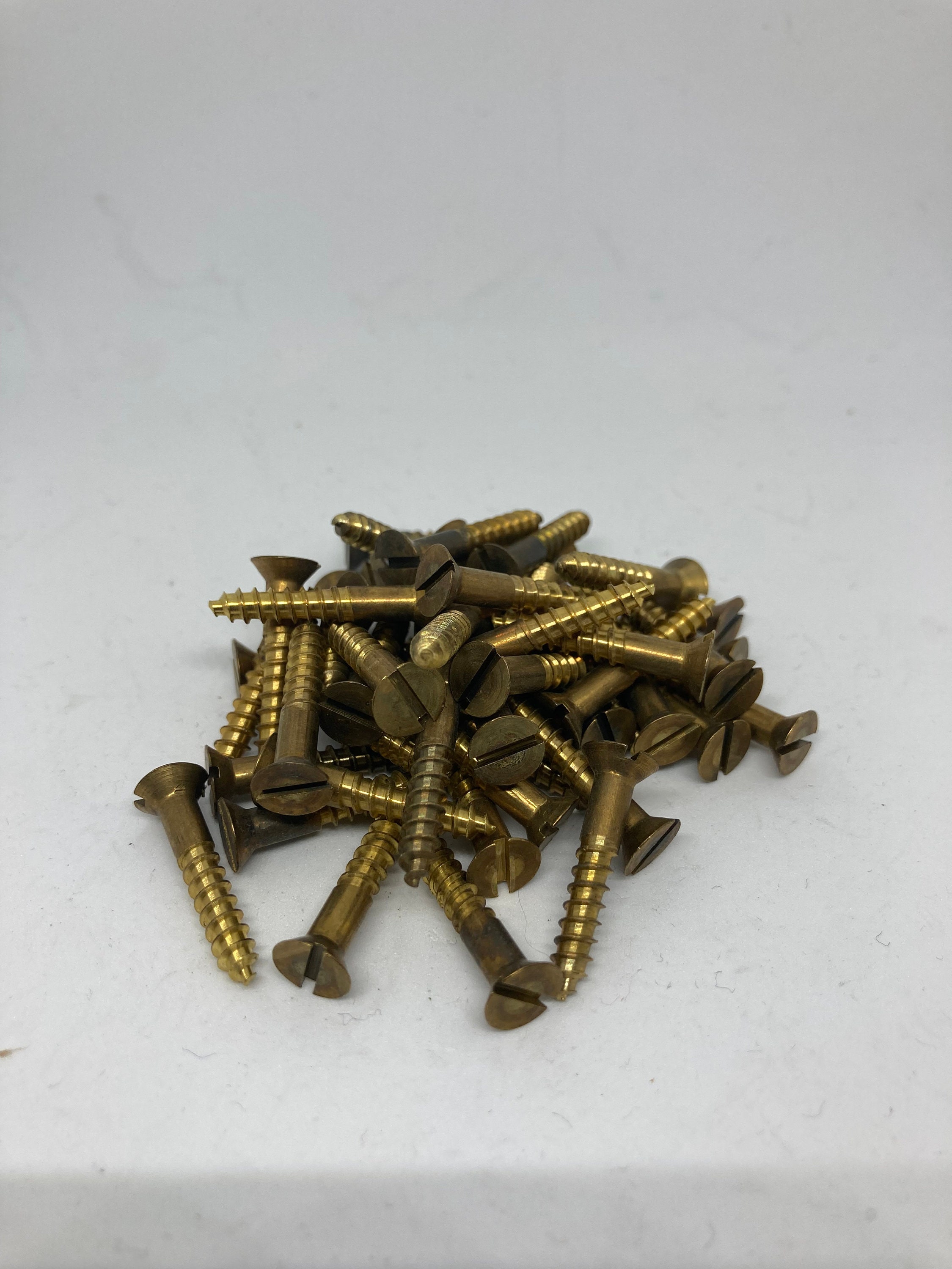 8X1 Vintage Brass Screws 48 Slotted Flat Head Wood Screws Etsy