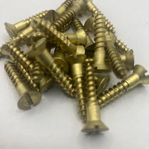 10 X 1 Vintage American Brass Screws (24) Slotted Flat Head Wood Screws