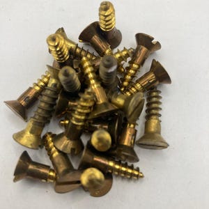 10 X 3/4 Vintage Jefferson Brass Screws (24) Slotted Flat Head Wood Screws