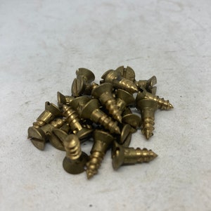 8 X 1/2 NOS Brass Screws (24) Slotted Flat Head Wood Screws