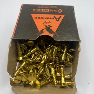 7 X 3/4 Vintage American Brass Screws (24) Slotted Flat Head Wood Screws