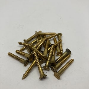 7 X 1 Vintage Brass Screws (24) Slotted Flat Head Wood Screws
