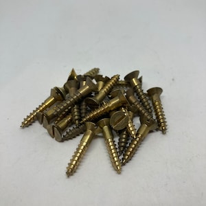 10 X 1 Antique Brass Screws (24) Slotted Flat Head Wood Screws