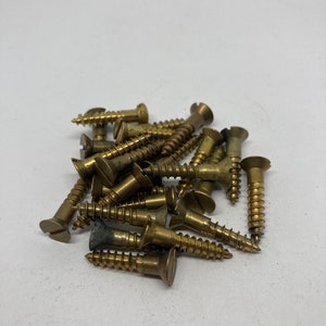 10 X 1 Vintage Brass Screws (24) Slotted Flat Head Wood Screws