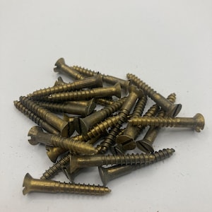 8 X 1 1/4 Vintage Southern Brass Screws (24) Slotted Flat Head Wood Screws