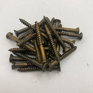 8 X 1 1/2 Vintage Majestic Brass Screws (24) Slotted Flat Head Wood Screws