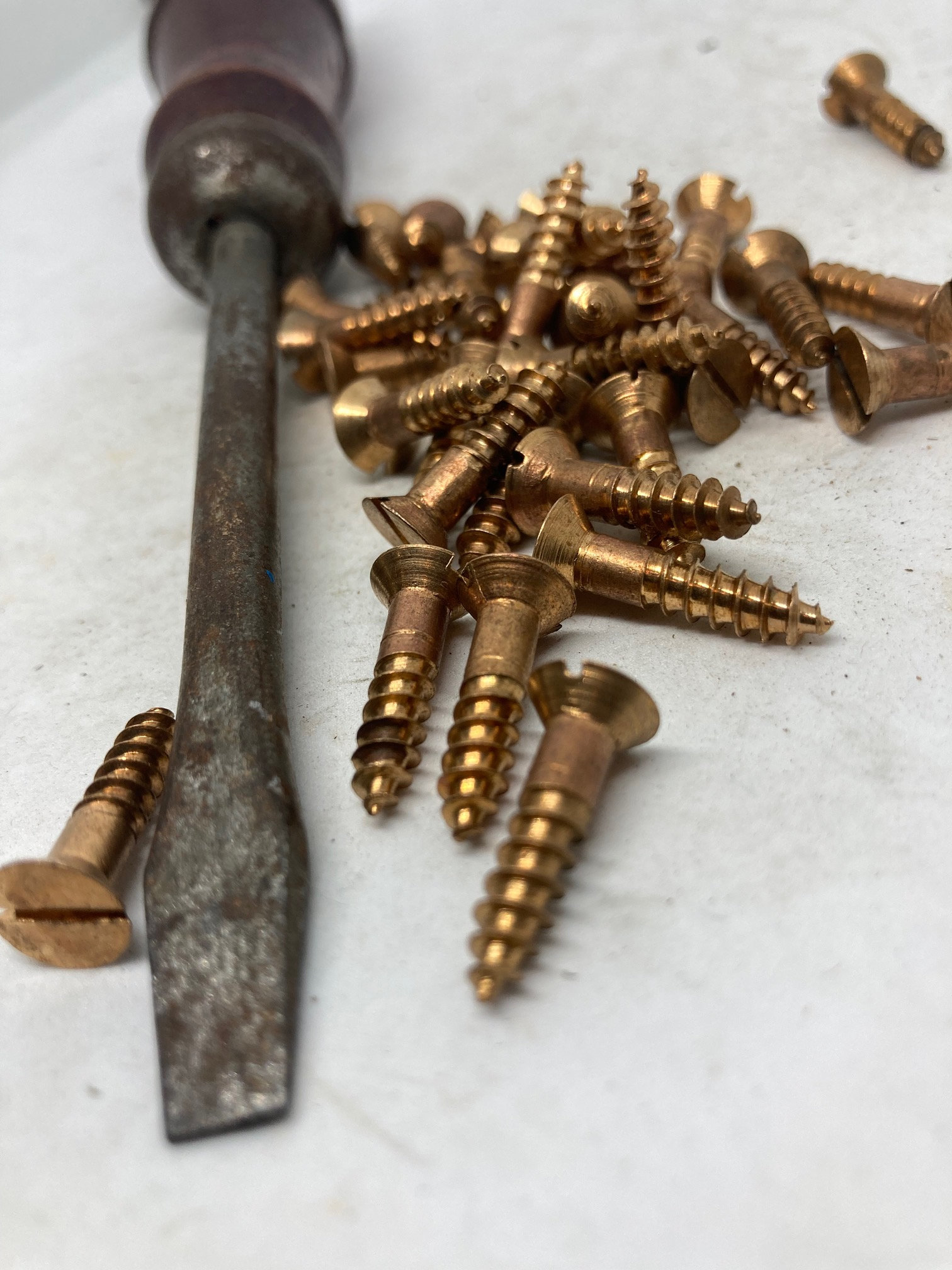 8 X 3/4 Vintage Silicon Bronze Screws 24 Slotted Flat Head Wood Screws