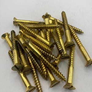 12 X 2 Vintage Continental Brass Screws (24) Slotted Flat Head Wood Screws