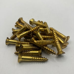 8 X 1 Solid Brass Antique Screws (24) Slotted Flat Head Wood Screws