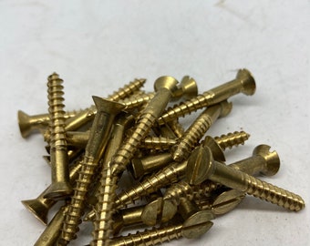 ASSORTED BOX 340 Pieces SOLID BRASS SLOTTED COUNTERSUNK WOOD SCREWS 