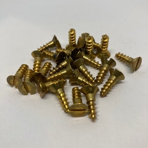6 X 1/2 Vintage Dura-Tite Brass Screws (24) Slotted Flat Head Wood Screws