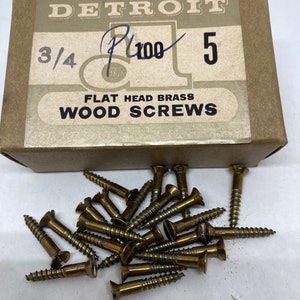 5 X 3/4 Vintage Detroit Brass Screws (24) Slotted Flat Head Wood Screws