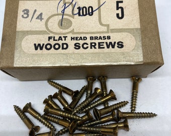 5 X 3/4 Vintage Detroit Brass Screws (24) Slotted Flat Head Wood Screws