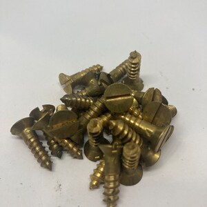 10X 3/4 NOS Brass Screws (24) Slotted Flat Head Wood Screws