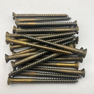 12 X 3 Vintage Japan Brass Screws (24) Slotted Flat Head Wood Screws