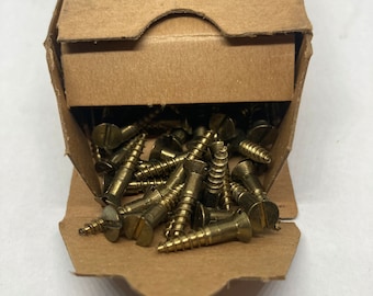 5 X 5/8 Vintage Detroit Brass Screws (24) Slotted Flat Head Wood Screws