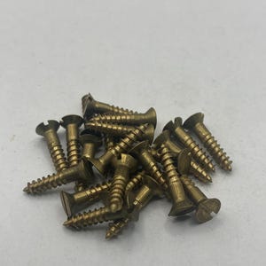 5 X 5/8 Vintage All State Brass Screws (24) Slotted Flat Head Wood Screws