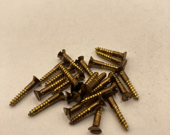 4 X 5/8 Vintage All State Brass Screws (24) Slotted Flat Head Wood Screws