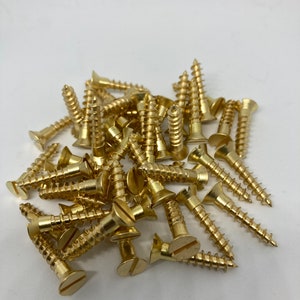 10 X 1 Brass Screws (48) Slotted Flat Head Wood Screws