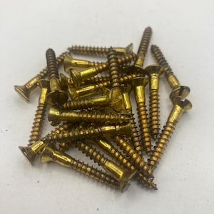 6 X 1 Vintage Unbranded Brass Screws (24) Slotted Flat Head Wood Screws