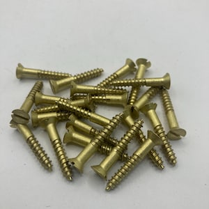 7 X 1 Vintage American Brass Screws (24) Slotted Flat Head Wood Screws