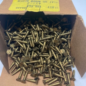 4 X 1/2 Vintage Brass Screws (24) Slotted Flat Head Wood Screws