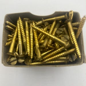 4 X 1 Vintage Whitney Brass Screws (24) Slotted Flat Head Wood Screws