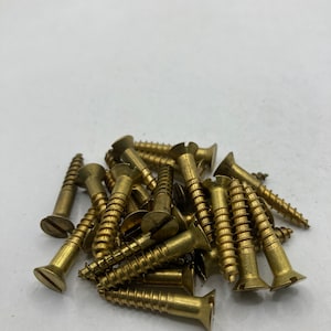 8 X 1 Vintage Brass Screws (24) Slotted Flat Head Wood Screws