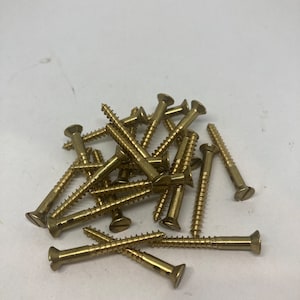 8 X 1 1/2 Vintage Brass Screws (24) Slotted Flat Head Wood Screws