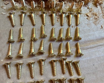 9 X 3/4 Brass Screws (48) Slotted Flat Head Wood Screws