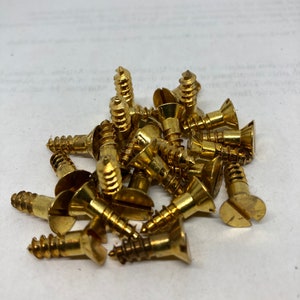 10 X 5/8 Vintage Dura-Tite Brass Screws (24) Slotted Flat Head Wood Screws