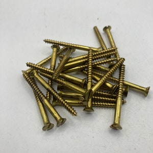 5 X 1 1/2  Vintage All State Brass Screws (24) Slotted Flat Head Wood Screws