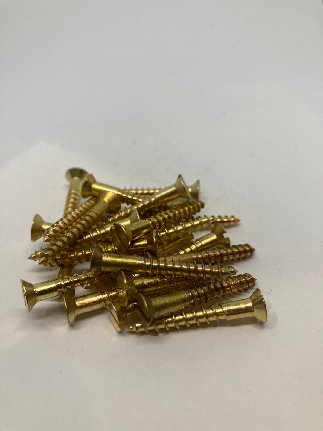 25 Viti Per Legno A Testa Piana Fastenere &ndash; Ottone Massiccio #8 X 1&Prime; (25 Pezzi)