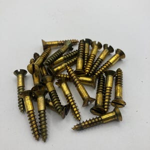 8 X 1 Vintage Atlantic Brass Screws (24) Slotted Flat Head Wood Screws