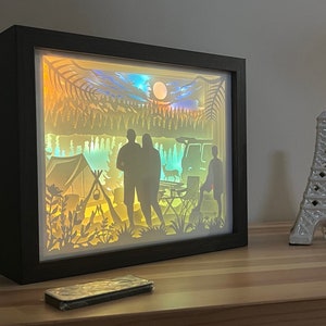 3D Camping Scene Shadow Box, Anniversary Gift Night Light image 8