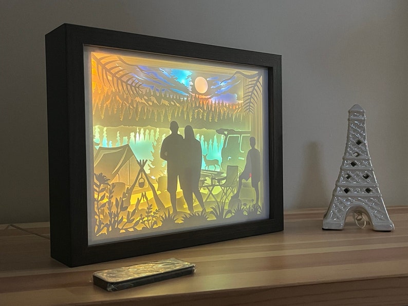3D Camping Scene Shadow Box, Anniversary Gift Night Light image 8
